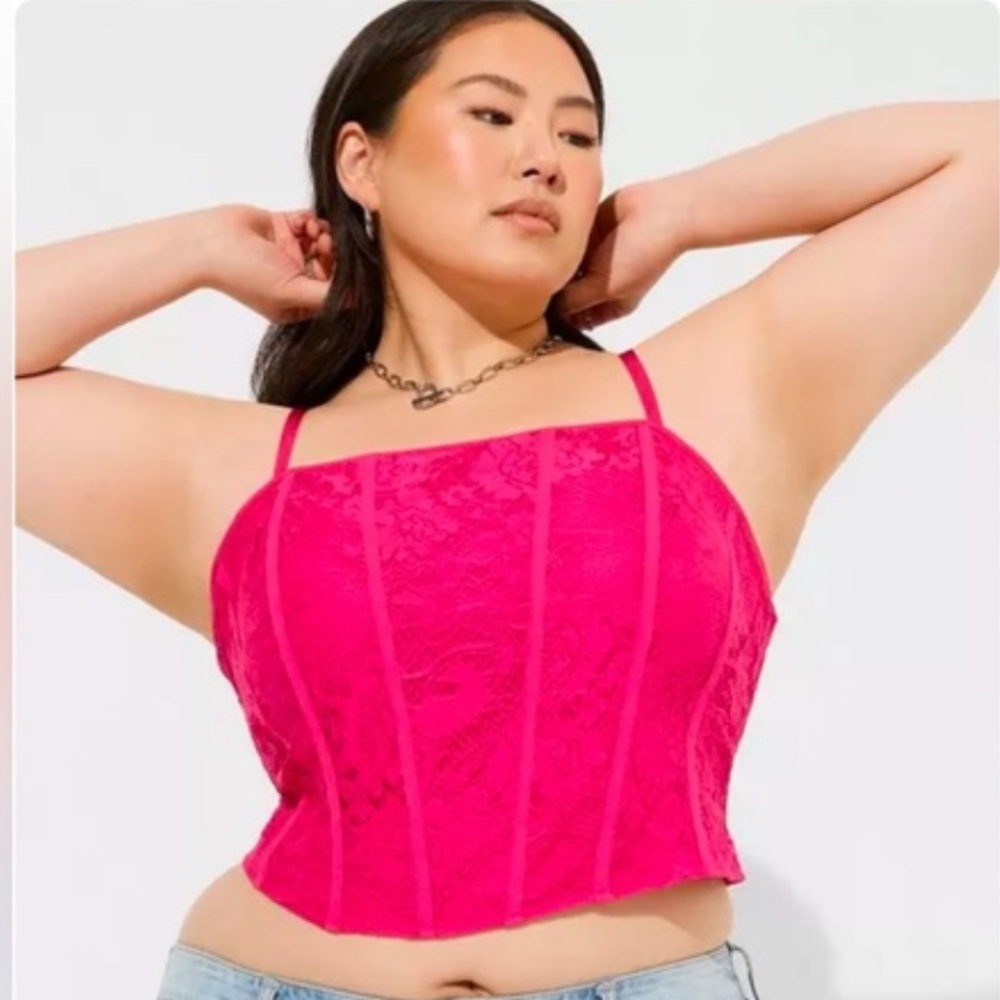 Torrid Pink Lace Crop Top